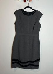 T Tahari grey belted sheath dress