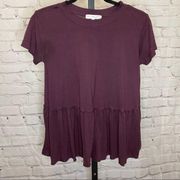 Truly Madly Deeply Plum Purple Peplum T-Shirt