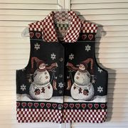 Dress Barn Snowman Snowflake Christmas Winter Holiday Vest Tapestry Size Medium