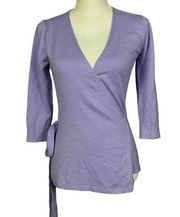 Diane Von Furstenberg DVF Ballerina Wrap Size P Silk Cashmere Sweater Purple