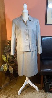 size 14 petite grey & silver dress suit (jacket and skirt)