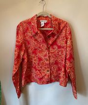 Floral Tropical Print Jacket Size XL 100% Cotton