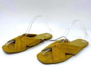 DV by DOLCE VITA Addie Slide Sandals Women's Mustard Yellow Vegan Suede Size 8