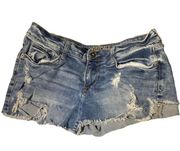 ARIZONA Jean Short Shorts Size 0, Distressed 5 pocket zipper and button closure