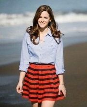 Red & Navy Stripe Flirty Pleated Skirt