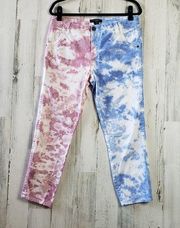Sanctuary Pink & Blue Crinkle Tie Dye Denim Cropped Jeans Women's Size 31