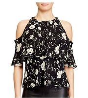 Polo Ralph Lauren Black Floral Off the Shoulder Ruffle Silk Blouse Top 8