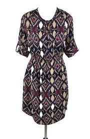 Holding Horses Anthropologie Mira Dress Womens 2 Aztec Ikat Printed Casual