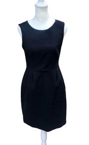Black Ponte Paneled A-Line Sheath Lined Sleeveless Mini Dress
