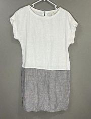 Garnett Hill Linen Color Block Relaxed Fit Shift Dress