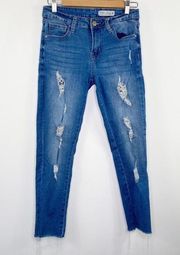 Papaya Medium Wash Blue Mid-Rise Amelie Cropped Skinny Jeans Junior's Size 9