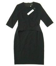 NWT Black Halo Emma Sheath in Black Belted Super Loft Woven Dress 6 $375