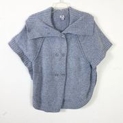 Vintage y2k Worthington Grey Knit Wide Collar Poncho Style Cardigan Sweater