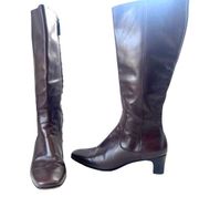CLASSIQUES ENTIER Knee High Tall Heeled Womens Boots Sz 7M Brown Leather Chunky