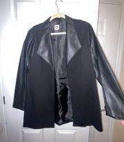 Black Blazer With Leather Detail