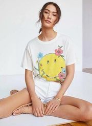 Anthropologie LetLuv Women’s happy Smiley Face Floral size Medium graphic Tshirt