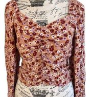 Sophie Rue cropped long sleeve floral blouse small s NWT