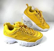 FILA Disruptor 2 Premium Repeat 3fm00658-743 Canary Yellow White Sz 6 Chunky