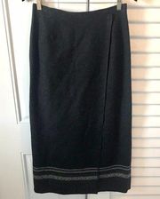 Eddie Bauer gray wool blend wrap maxi skirt size 8