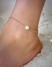 NWT Shein pearl anklet on gold tone chain