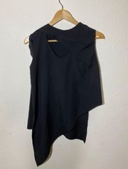 NWOT  Black Fancy Open Chest Blouse ( M )