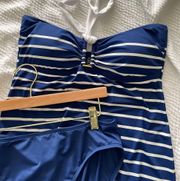 Ralph Lauren  Nautical Style Blue Striped Halter 2 Piece Swim Set