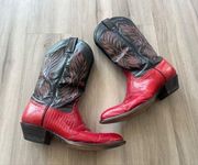 Tony Lama 8 Red Black Western Leather Fire Boots