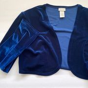 Y2K 90s vintage Fashion Bug women’s blue velvet cropped shrug, size 16