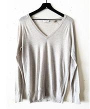 Equipment Knit V-Neck Sweater Light Gray Women's Size M