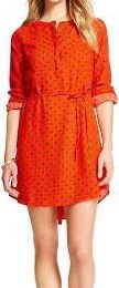 Patterned Shirt Dress Orange Black Gray - Sz Medium