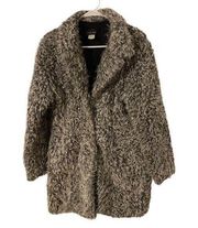 Exposure USA Vintage Y2K Shag Fuzzy Pea Coat Long Jacket Womens Size Medium