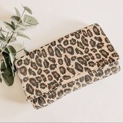 H&M Woven Straw Leopard Print Clutch