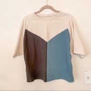 Crewneck Promesa Color Block Cozy Sweatshirt Top Oversized Size Medium