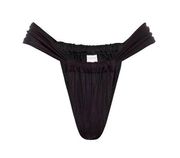 GOOD AMERICAN Shine Ruched Bikini Bottom In Black001 Size 3 (US L) NWT Reg $55