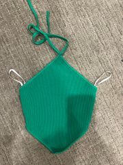 green  sculpt knit halter top