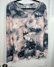 WORKSHOP Republic Clothing Pink/Gray/Black Tie Dye Soft Sweatshirt - Size 1X