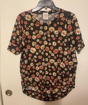 Freeloader black T-shirt with yellow and orange flowers super cute size small