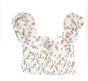 Missguided  ditsy Floral shirred waist romantic chiffon crop top 14