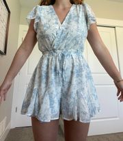 Boutique White/blue Floral Romper