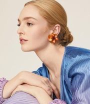 FLAWED Oscar De La Renta Stained Rose Earrings $350