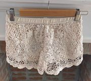 LA Hearts Ivory Crochet Floral Overlay Shorts Bohemian size XS