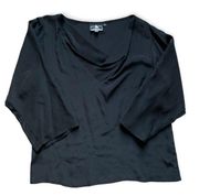 Collection by Jonathan Martin 100% Silk Black Slouchy V Neck Blouse 7/8