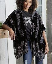 Matilda Jane Good Hart Cheekwood Kimono Black Velvet Cardigan Top Size M/L