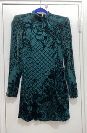 x H&M Green Velvet Monk Neck Mini Dress Limited Edition Size 6