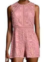 Alexis Makenna Embroidered Lace Pink Romper