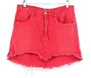 ONE TEASPOON Womens Size 29 Vanguard Frayed Denim Mini Skirt Red Boho Grunge