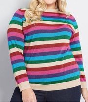 Modcloth Sugarhill Brighton Alex Rainbow Stripe Metallic Sweater Plus Size 20