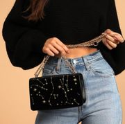 Star Embroidered Black Bag