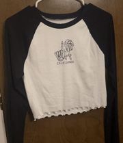 Aeropostale Cropped Long Sleeve Graphic Tee