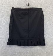 Express Women's Trumpet Skirt Solid Black Size 10 Pleated Hem Wool Blend